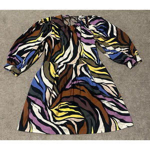 Who What Wear Target Medium Dress Mini Puff Sleeve Zebra Multicolor